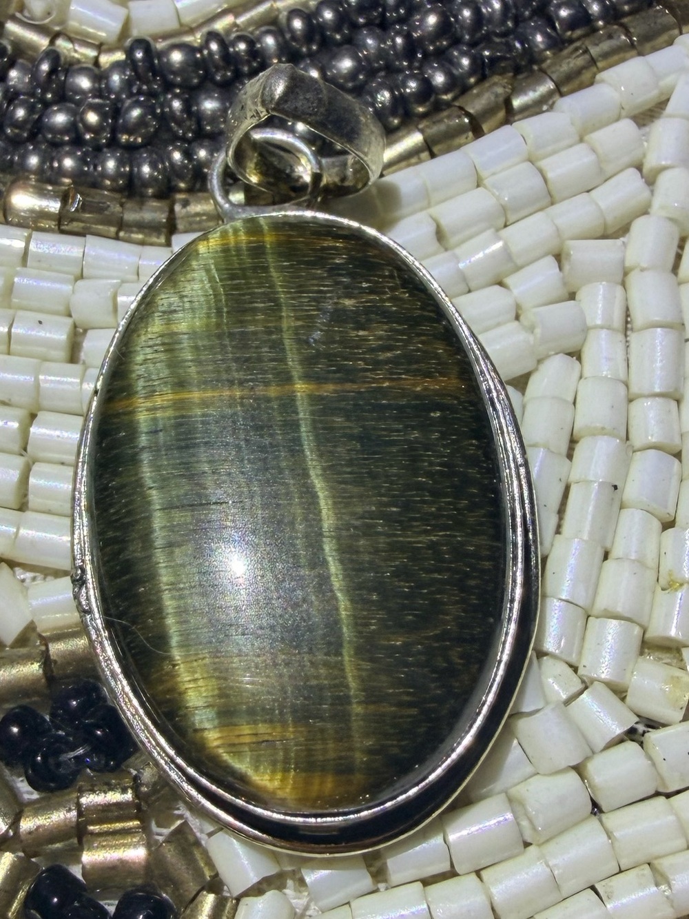 1.30 Inch Oval Tiger's Iron Pendant